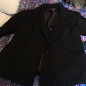 3x black button up peacoat